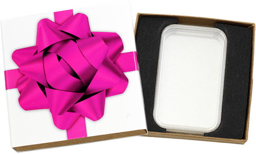 SilverTowne Natural Kraft Paper Gift Box with Hot Pink Bow Box Sleeve & Capsule - Product Packaging [Add $5.00]